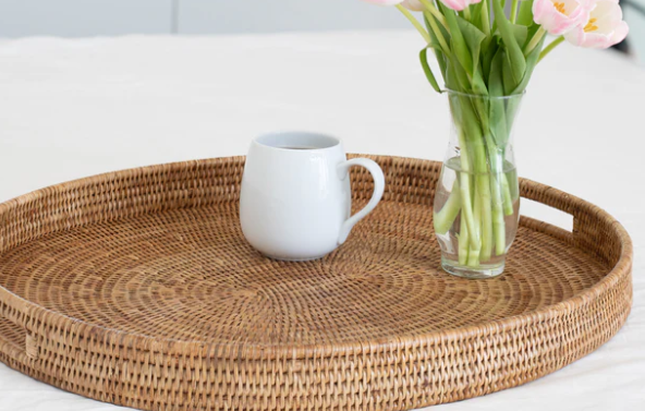 Oval Ottoman Tray w/ Cutout Handles, 18x15x2