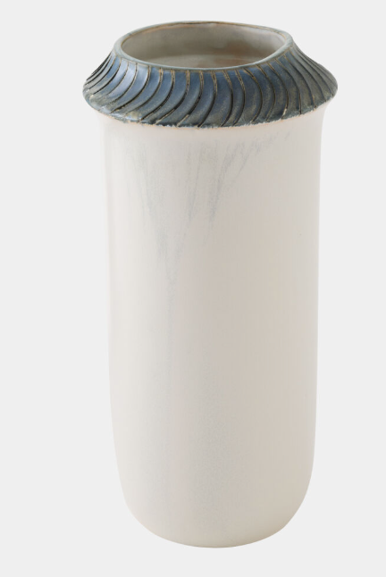 Aiden Etched Blue Rimed Vase-Lg