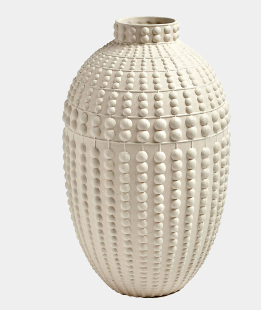 Nail Head Vase-Rustic White, Large