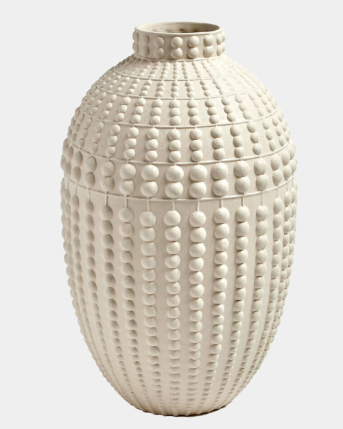 Nail Head Vase-Rustic White, Small