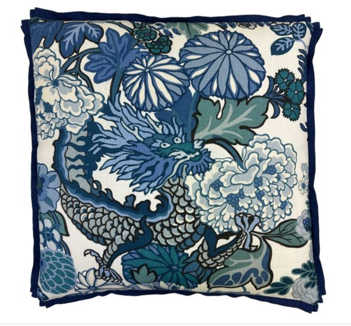 Schumacher Chiang Mai Dragon China Blue 24 x 24 Pillow