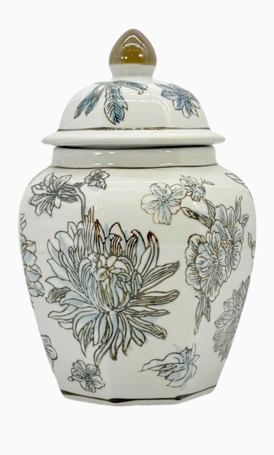 Classic Floral Ceramic Ginger Jar 10"