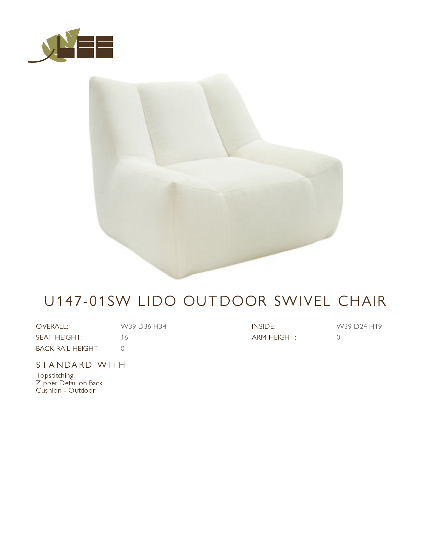 Lido Outdoor Swivel Chair - Kilim Dove