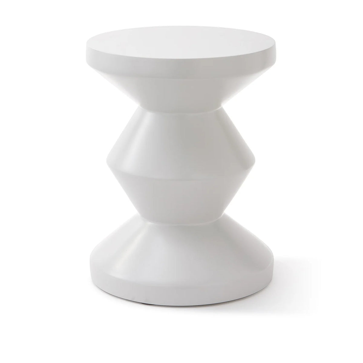 Zig Zag Matt White Outdoor End Table
