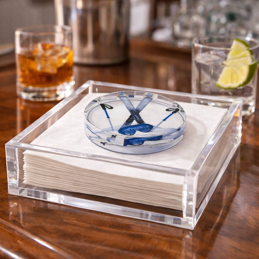 Acrylic Napkin Weight, Ski