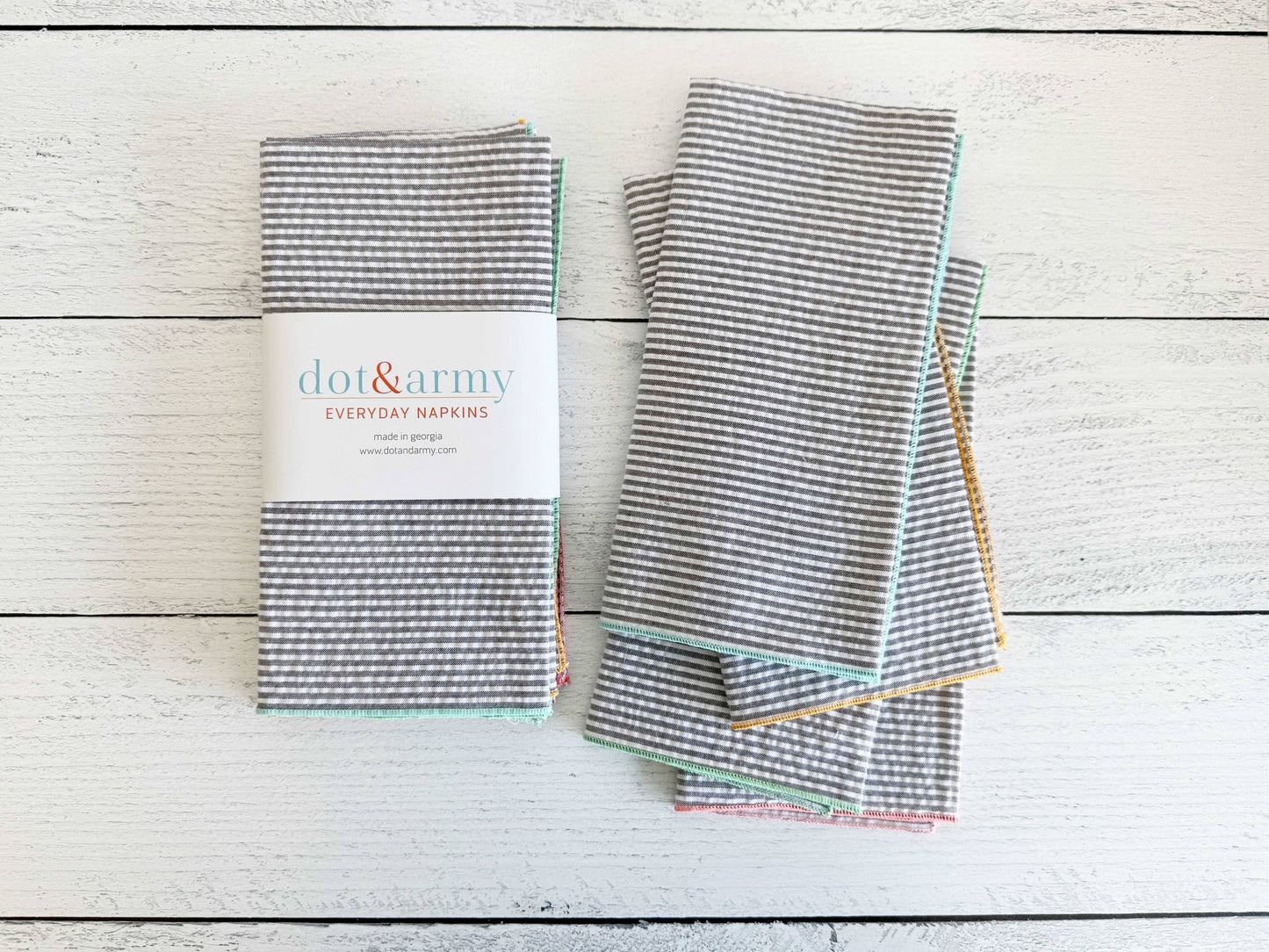 Espresso Seersucker Cocktail Napkins, set of 8/10inch cocktail