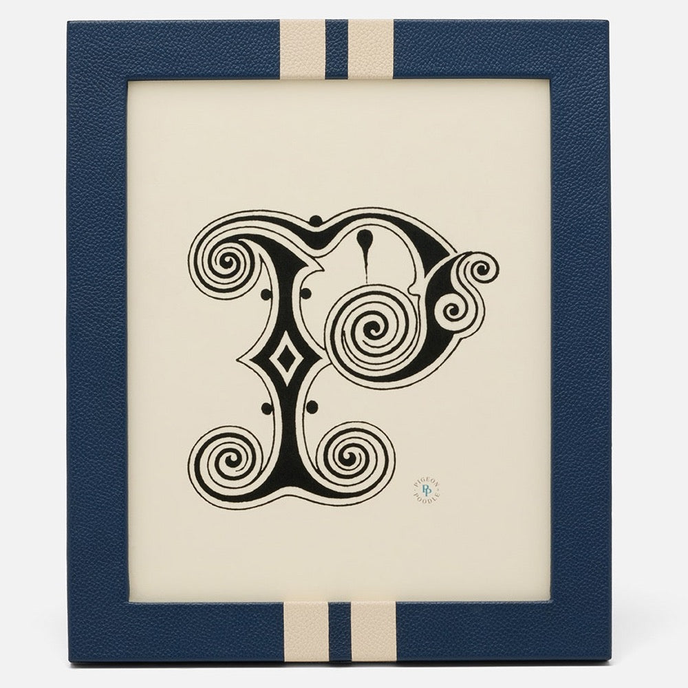 Blake Navy/Cream Frame 5 x 7 Full Grain Leather