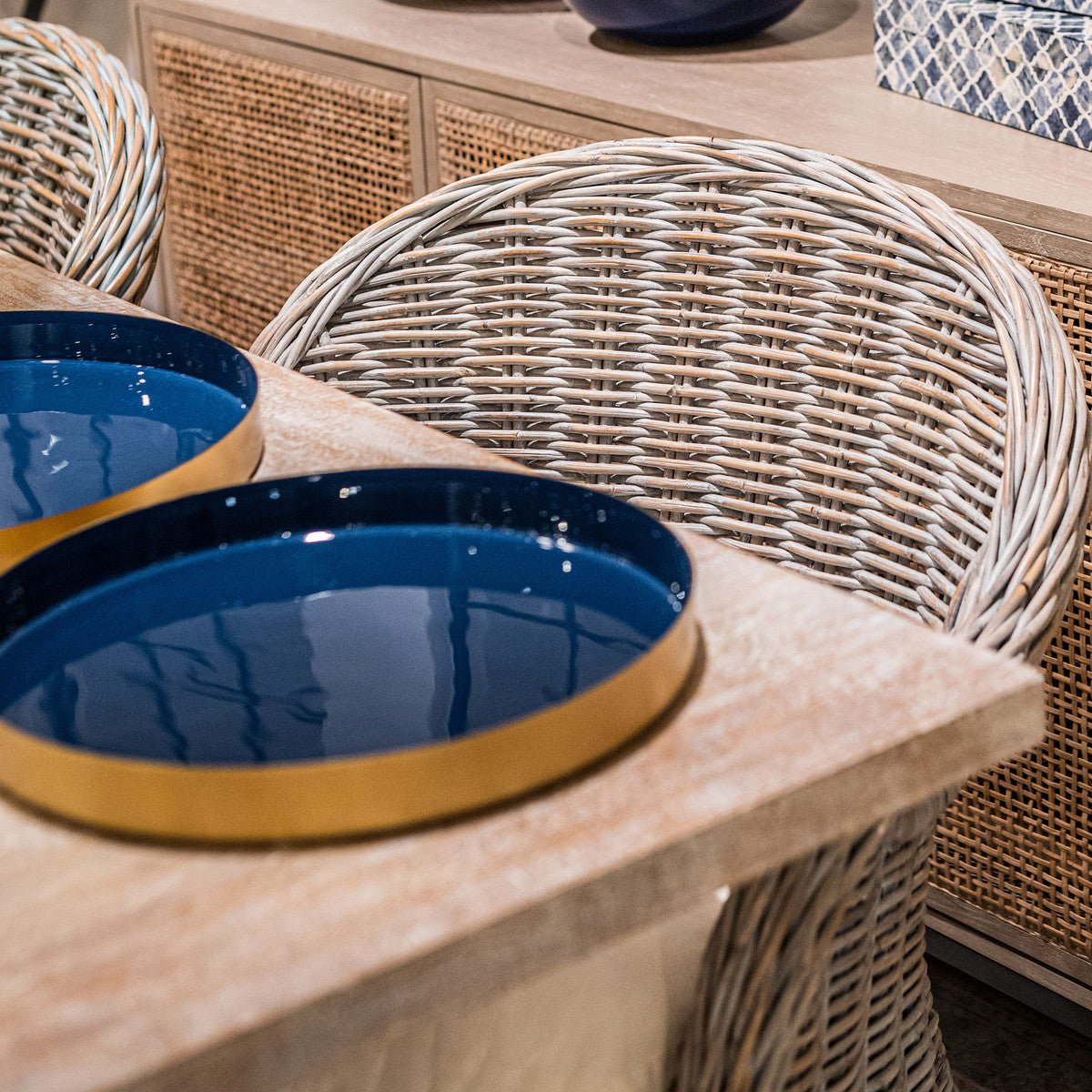 Blue/Gold Double Tray - Round