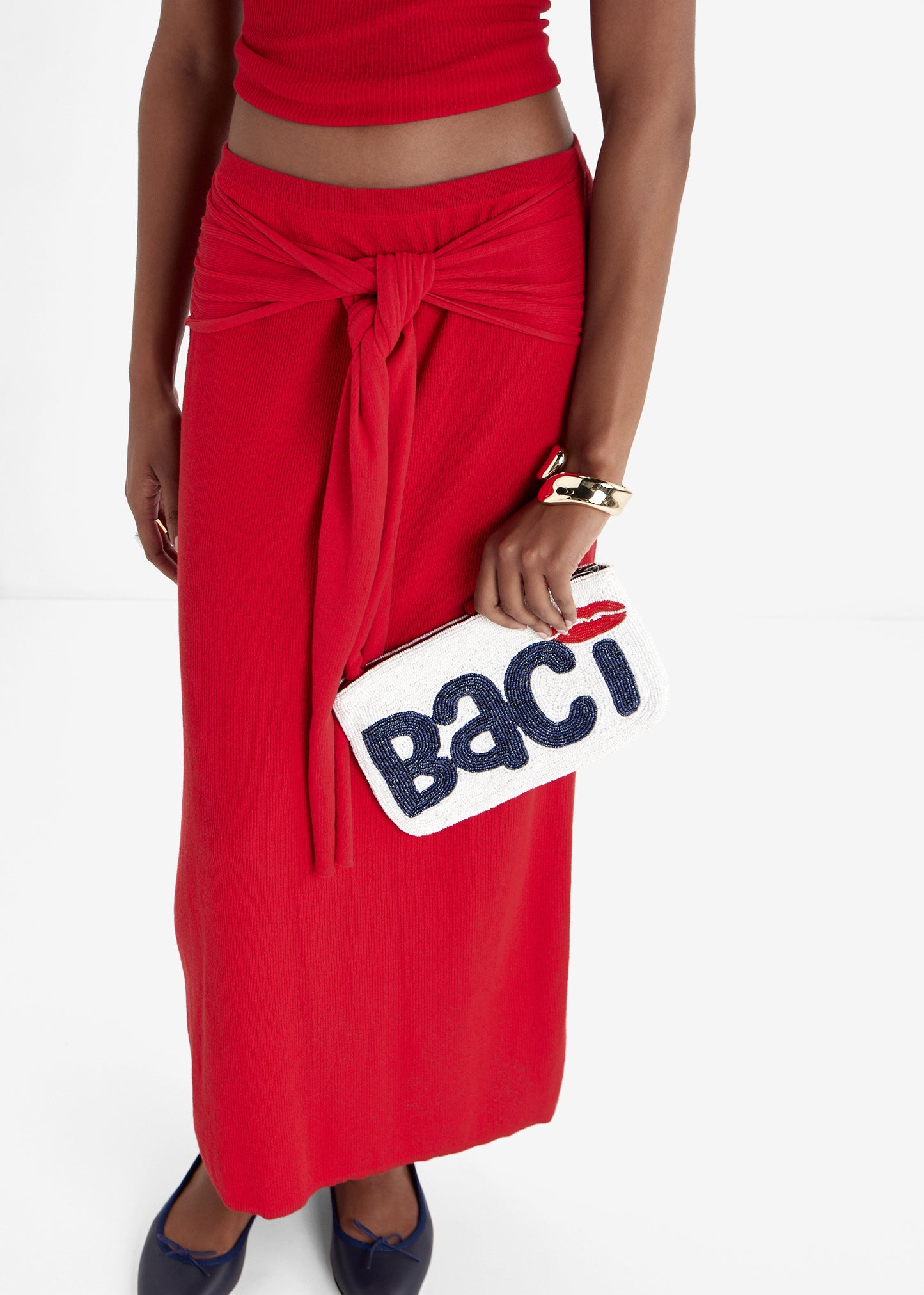 Baci White Beaded Purse