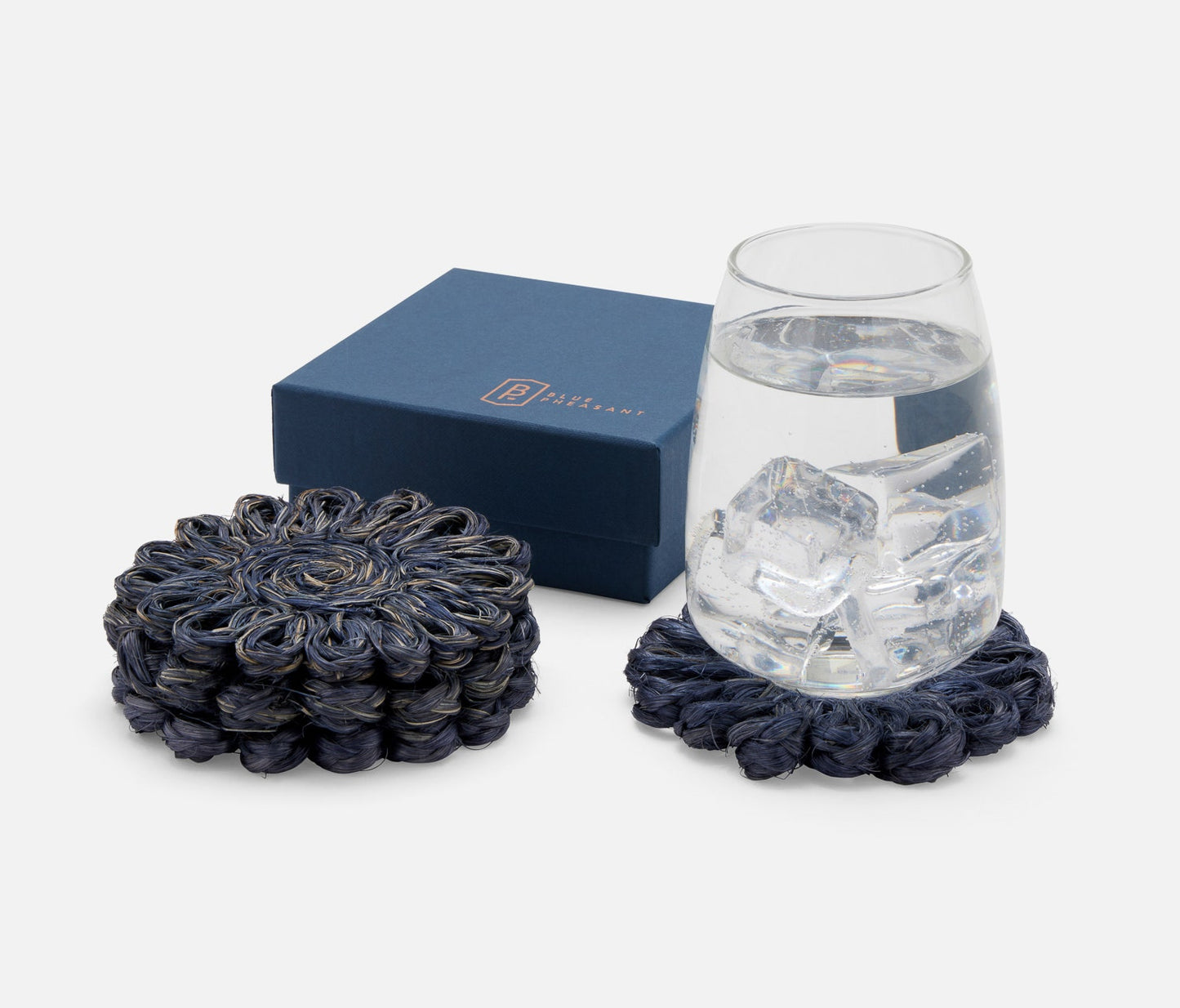 Teigan Navy Floral Coasters Abaca Boxed/Set of 4