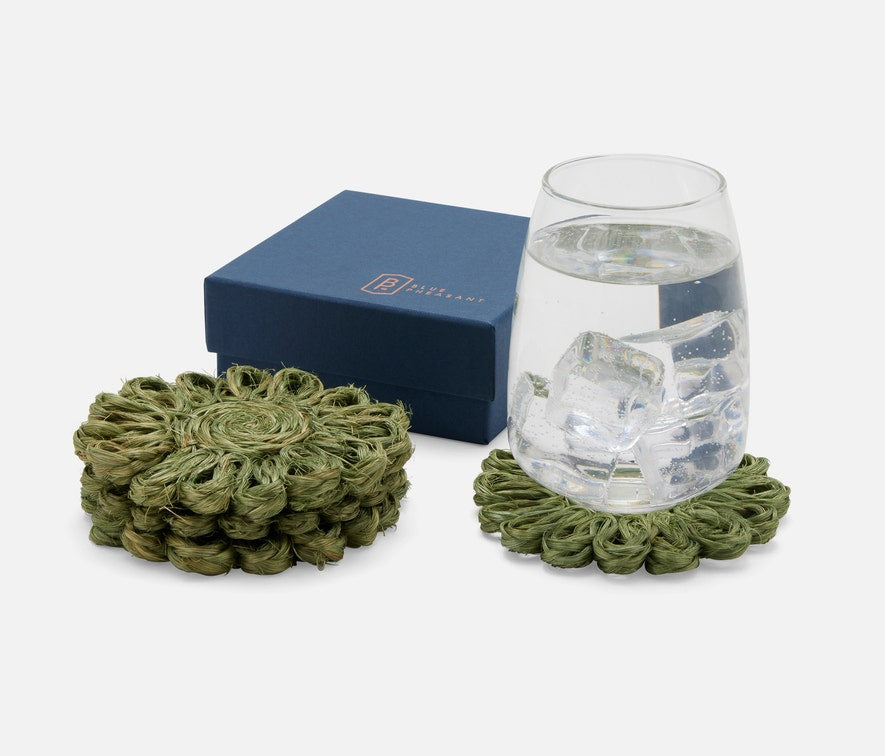 Teigan Olive Floral Coasters Abaca Boxed/Set of 4