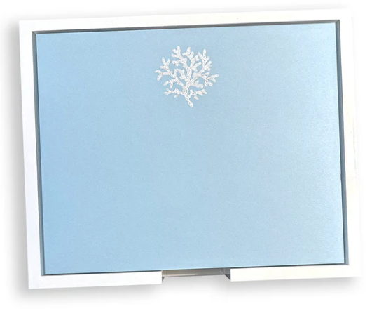 White Leaf Coral - Blue Notepad