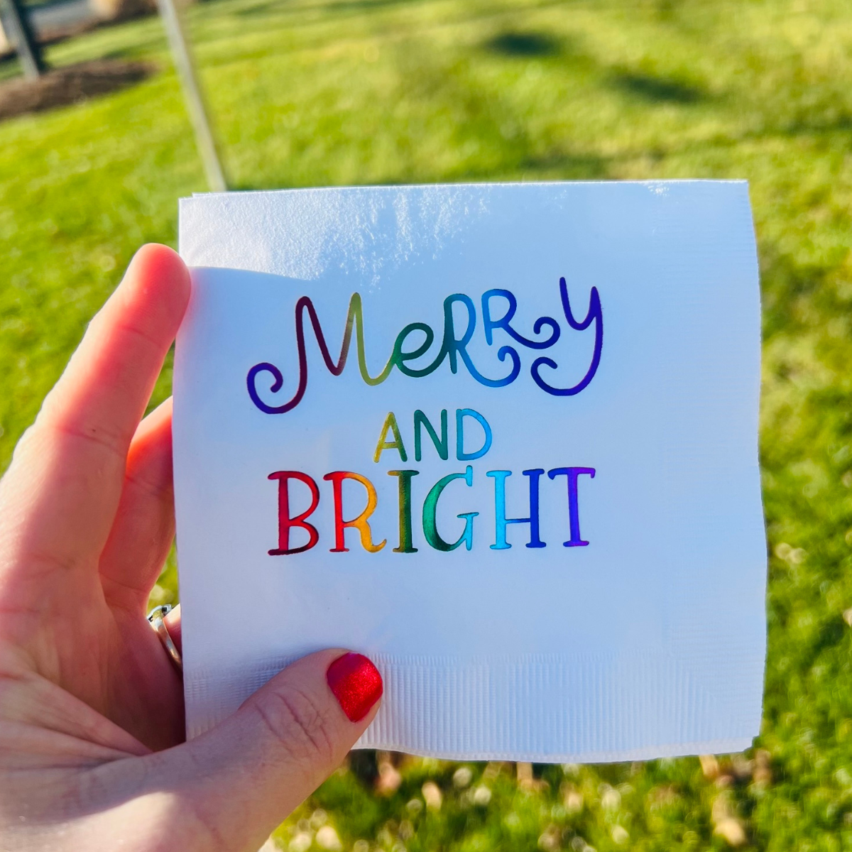 Merry & Bright Christmas Cocktail Paper Napkins