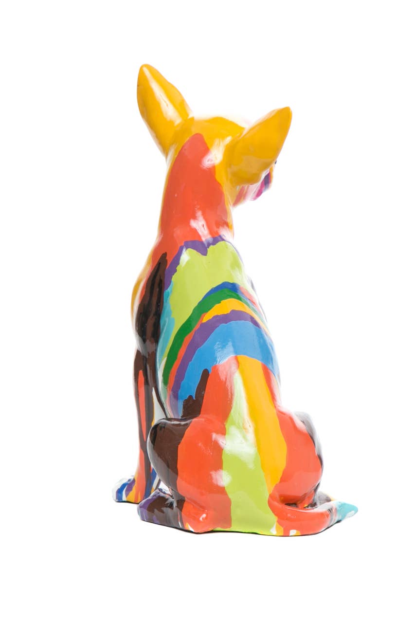 Hand Painted Graffiti Chihuahua Sculpture - 10" tall
