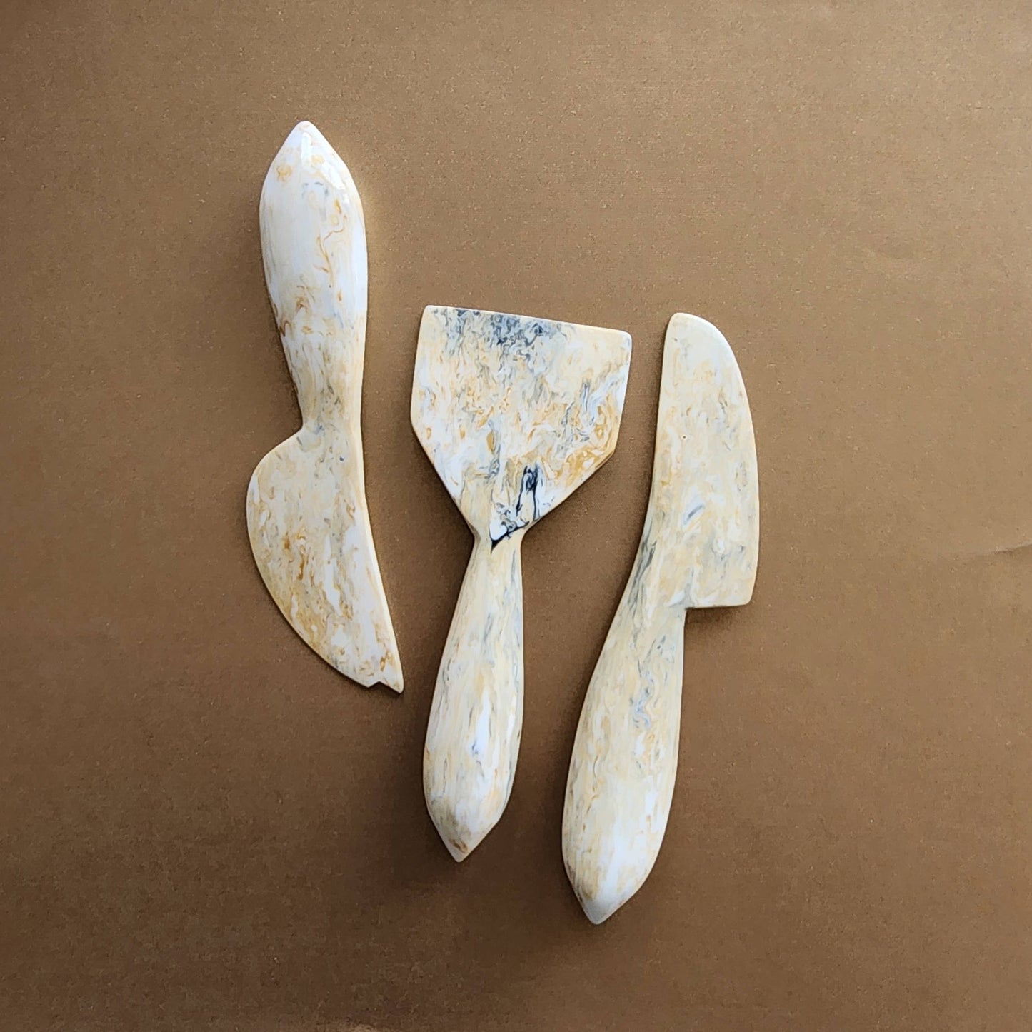 3-Piece Cheese Knives Set - Resin Charcuterie Tools: Green
