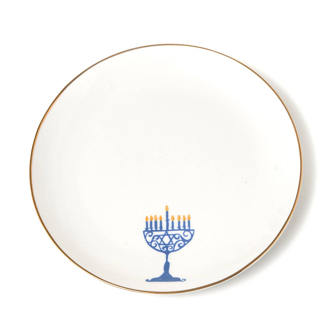Hanukkah Gold Rim Appetizer Plates, Set of 4 - Judaica