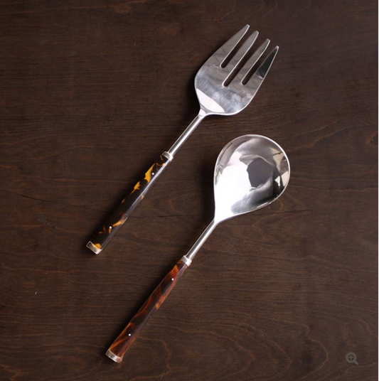 VIDA Tortoise-Gold Stainless Salad Servers