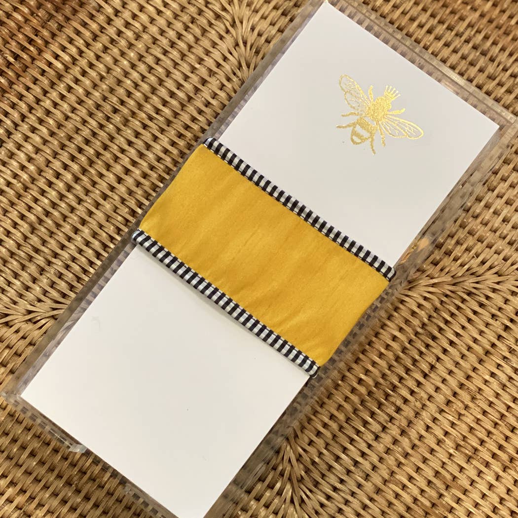 Long Skinny Gold Foil Bee Notepad