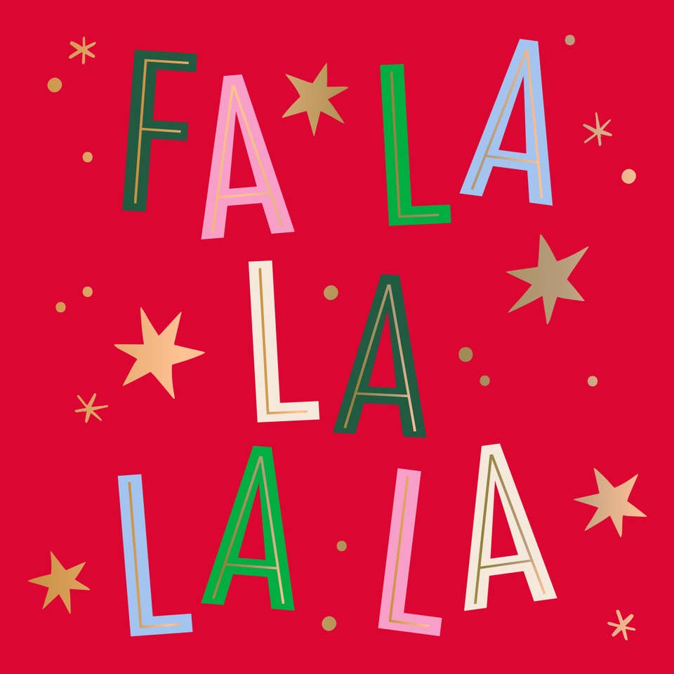 Holiday Cocktail Napkins | Fa La La Red - Foil