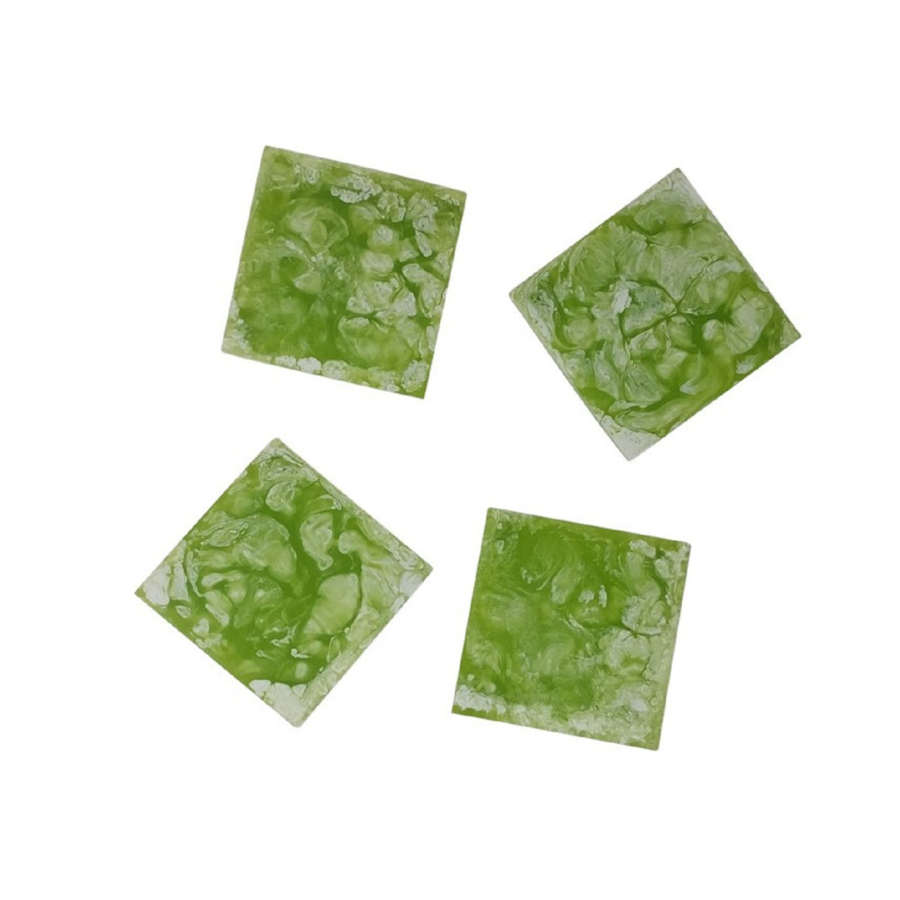Set of 4 Square Lime Green Coaster Resin