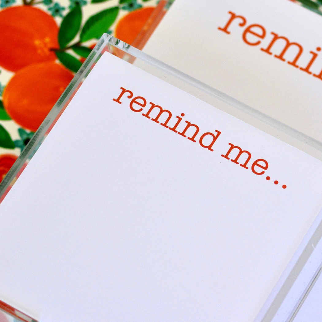 Small Square Orange Remind Me Notepad