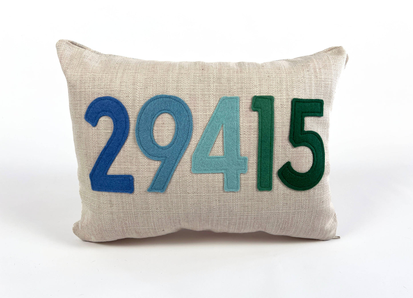 Rye Zip Code Pillow / Cool Blues