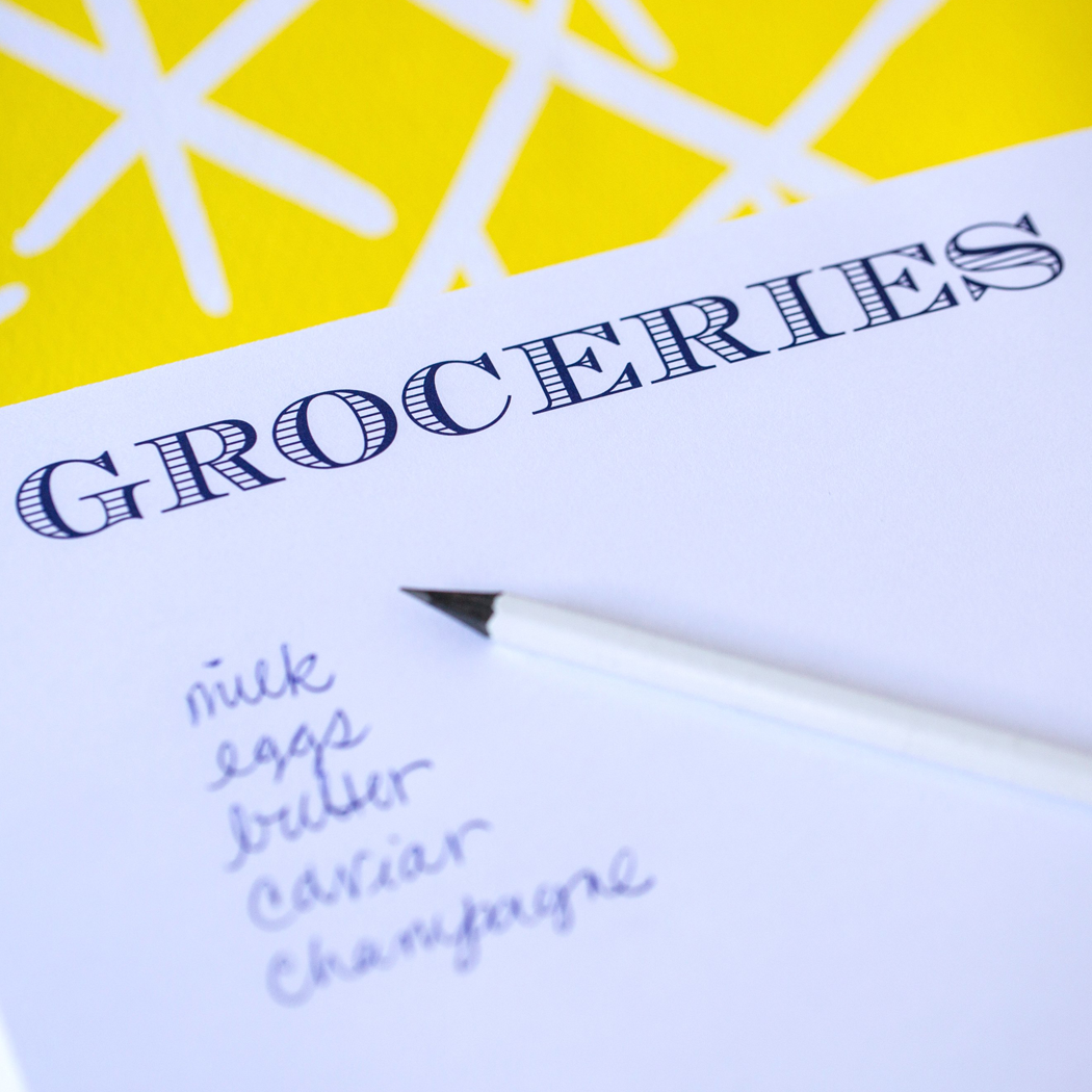 Large Blue Groceries Notepad