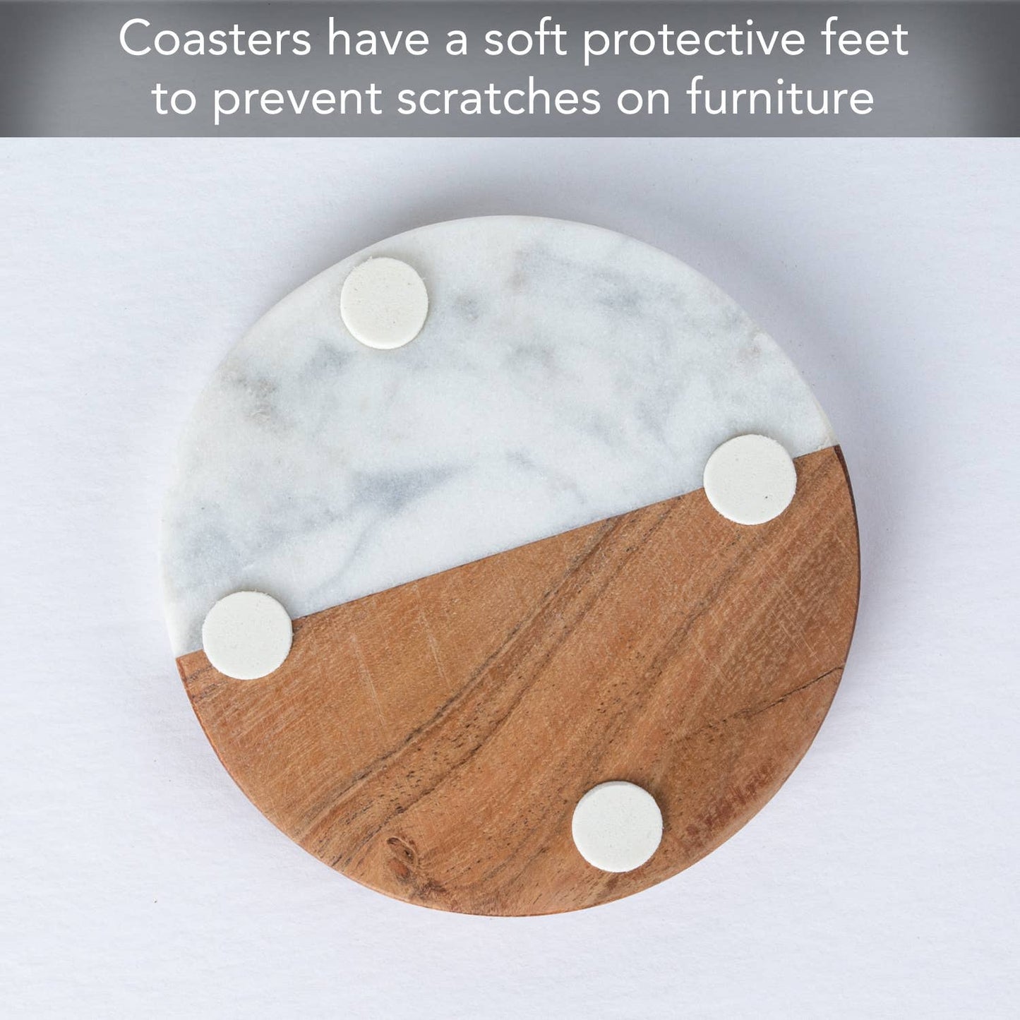 Thirstystone Natural Marble & Acacia Wood Round Coaster 4pk