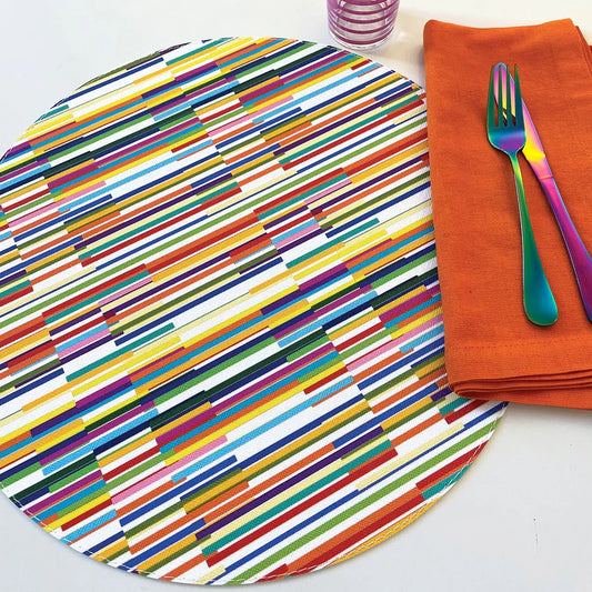 Barcode Multi 15" Rd Easy Care Placemat - Set of 4