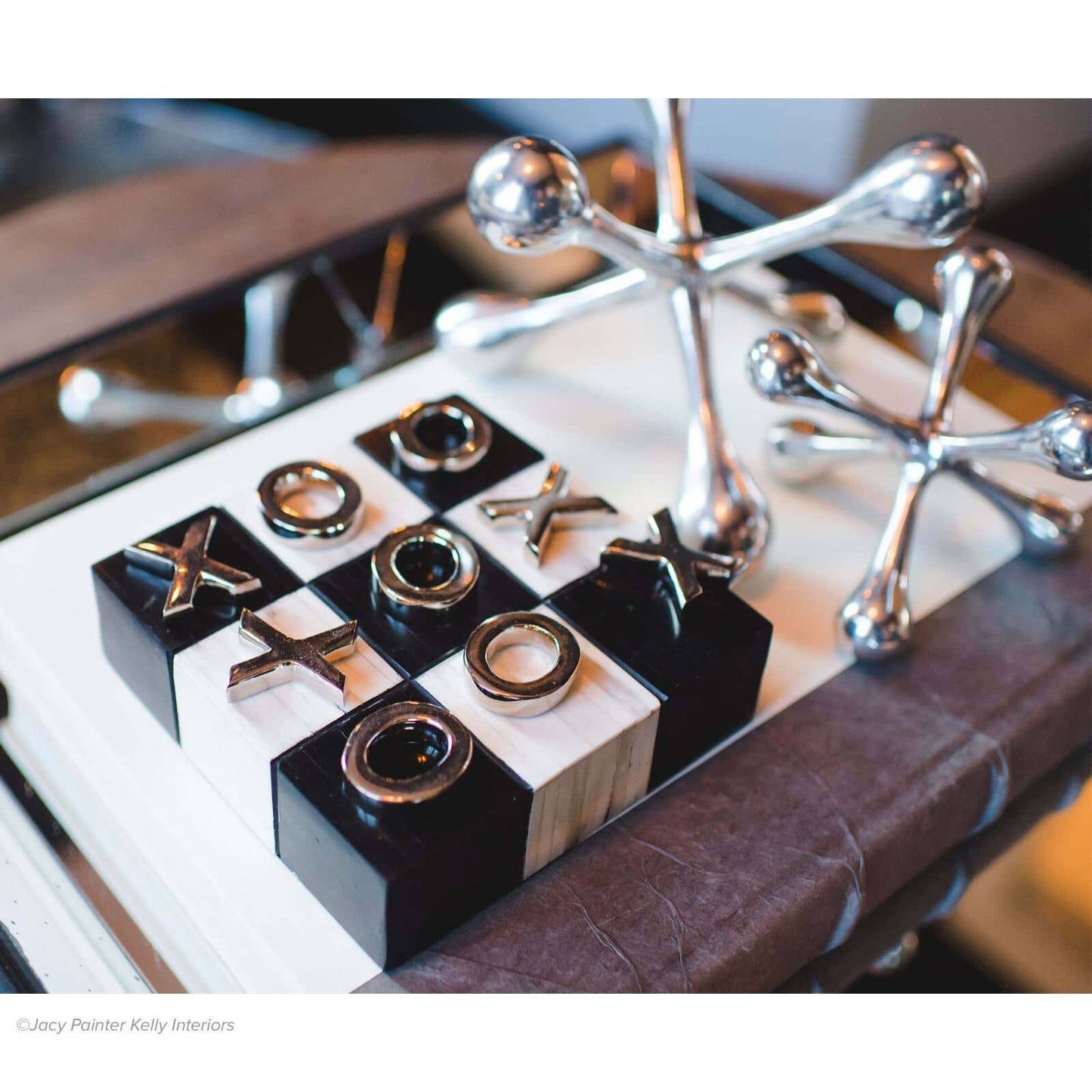 Tic Tac Toe Flat Board with Nickel Pieces