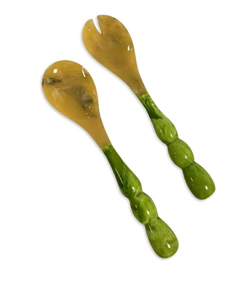 Resin Rio Bubble Salad Servers - Green
