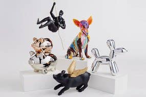 Hand Painted Graffiti Chihuahua Sculpture - 10" tall
