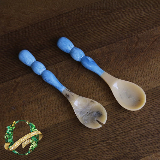 Resin Rio Bubble Salad Servers - Blue