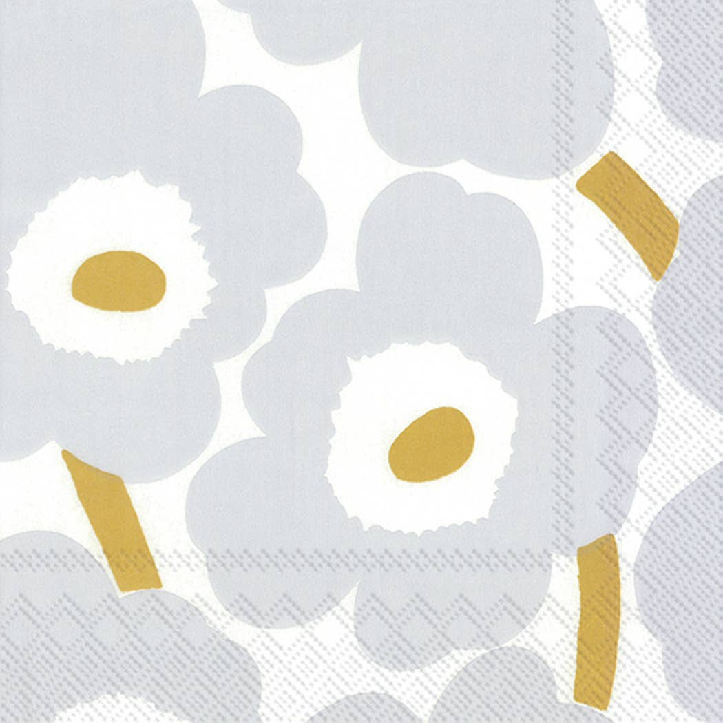Marimekko Lunch Napkins, White Silver