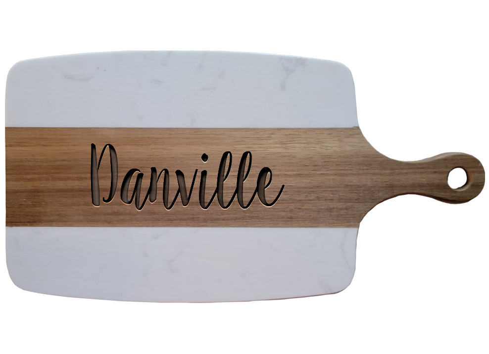Rye Script - Marble and Wood Serving Board