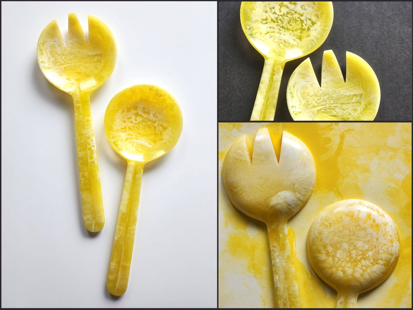 2-Piece Salad Serving Set - Hand-poured Resin Salad Set: Green