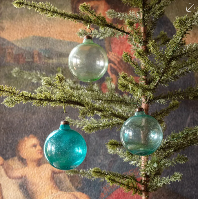 Recycled Blue Green Glass Ornament - 3 inch