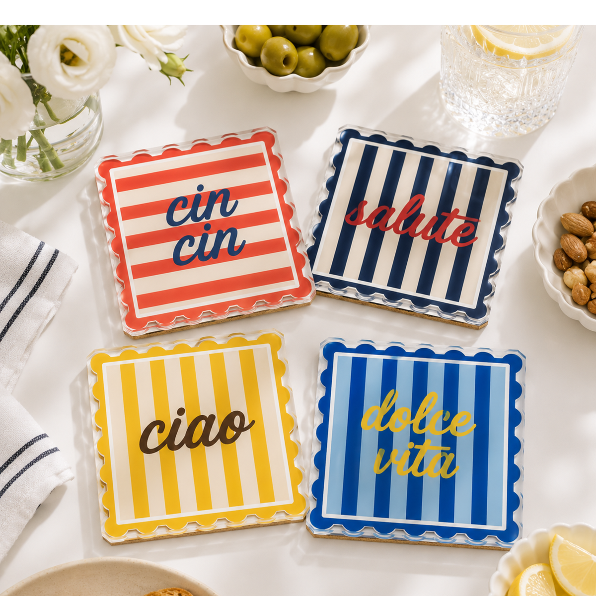 Boxed Coaster Set, Dolce Vita Collection