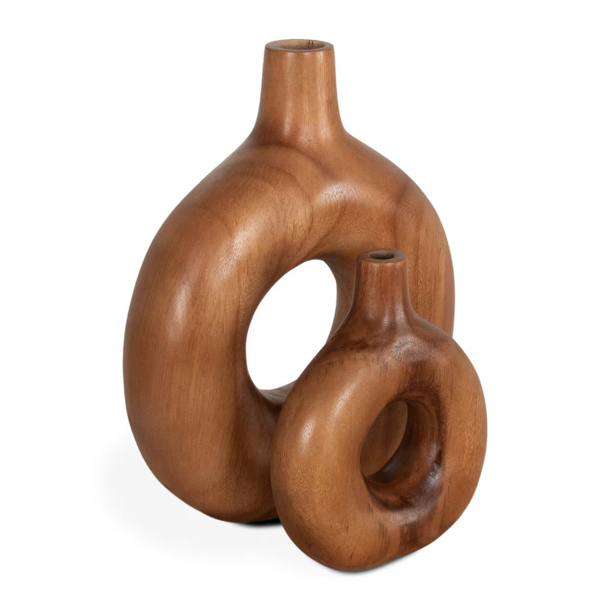 Wood Ring Vases Set of 2 Natural