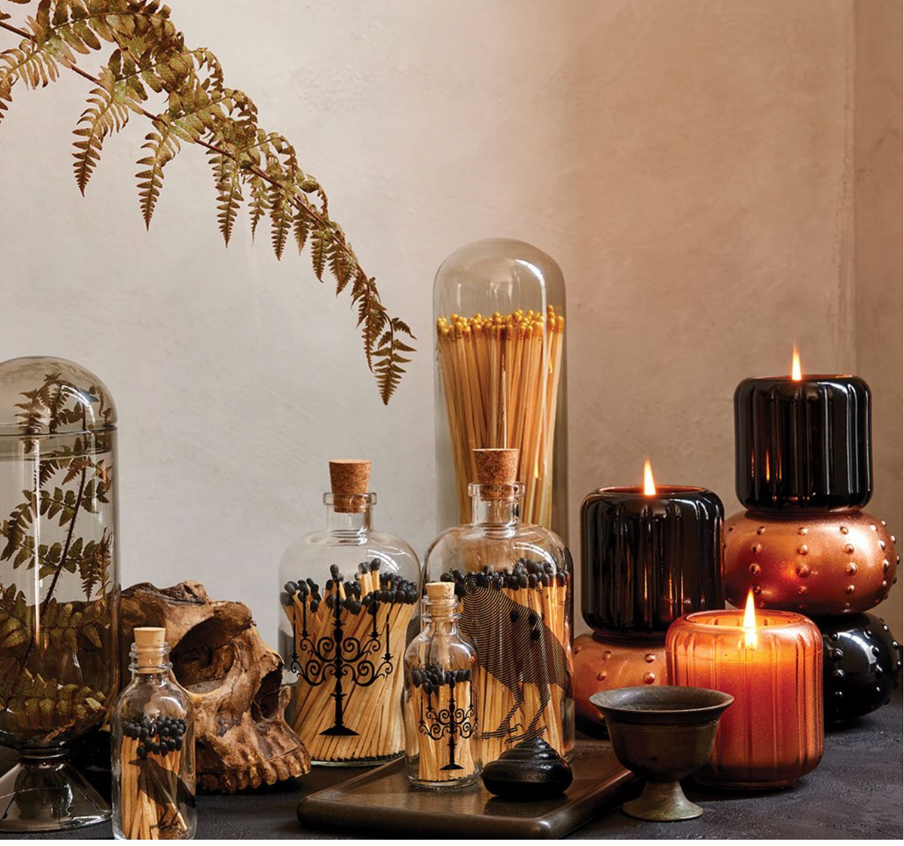 Match Cloche - Smoke, Gold Tipped Matches