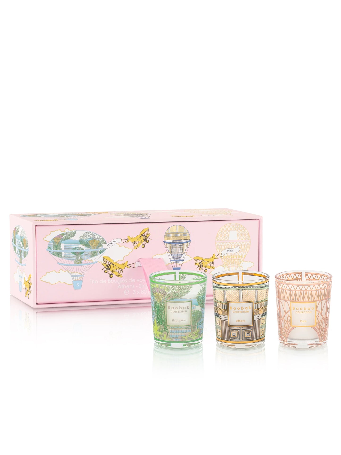 Trio Travel Candles - Singapore, Athens, Paris