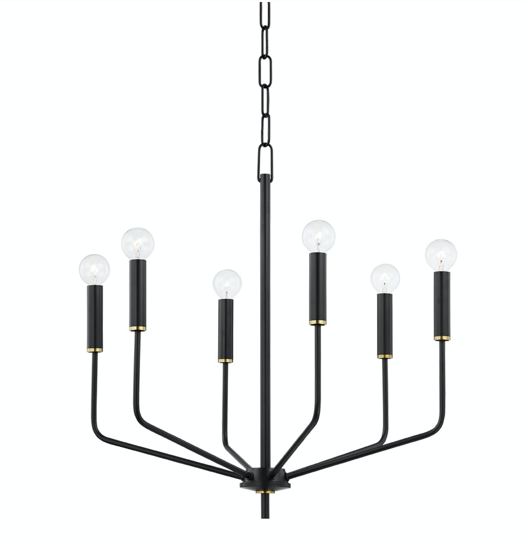 Bailey 6 Light Chandelier - Aged Brass/Soft Black