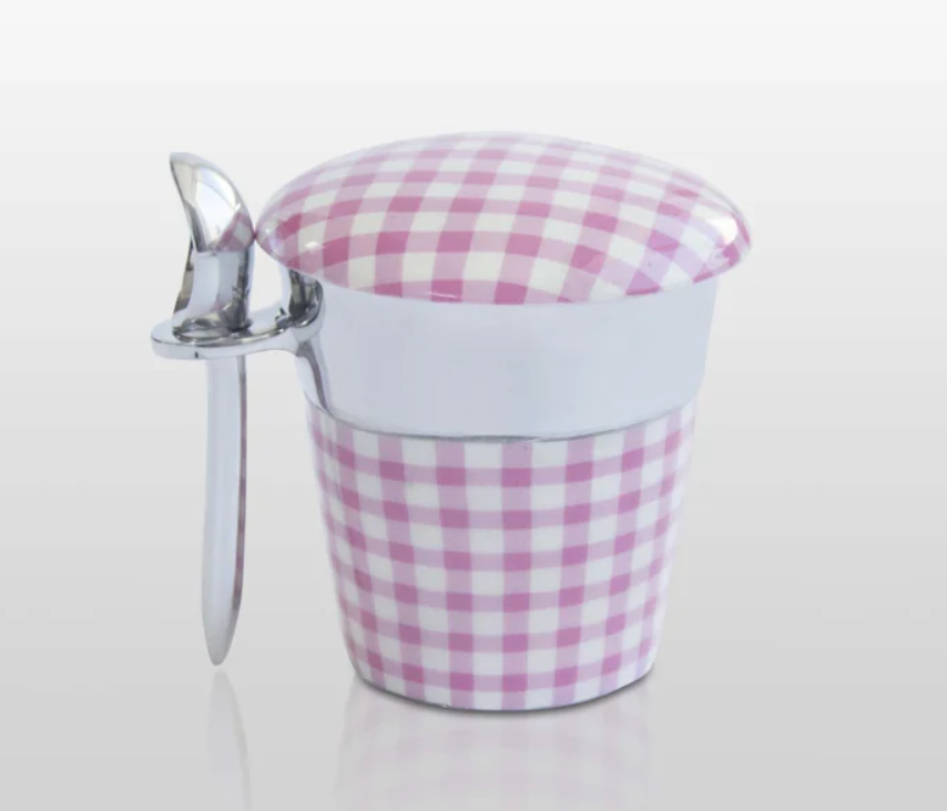 Gingham Pint Ice Cream Holder - Pink