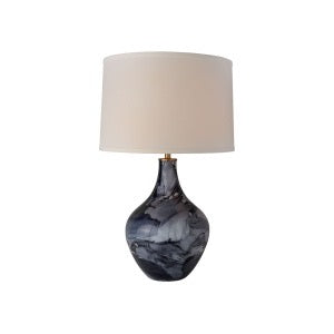 Camden Table Lamp, Hand Marbleized Glass with Shade