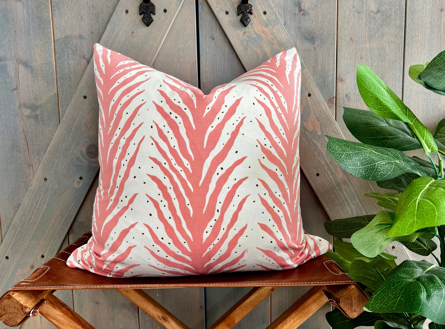 Creeping Fern Coral Pillow, 20" x 20"