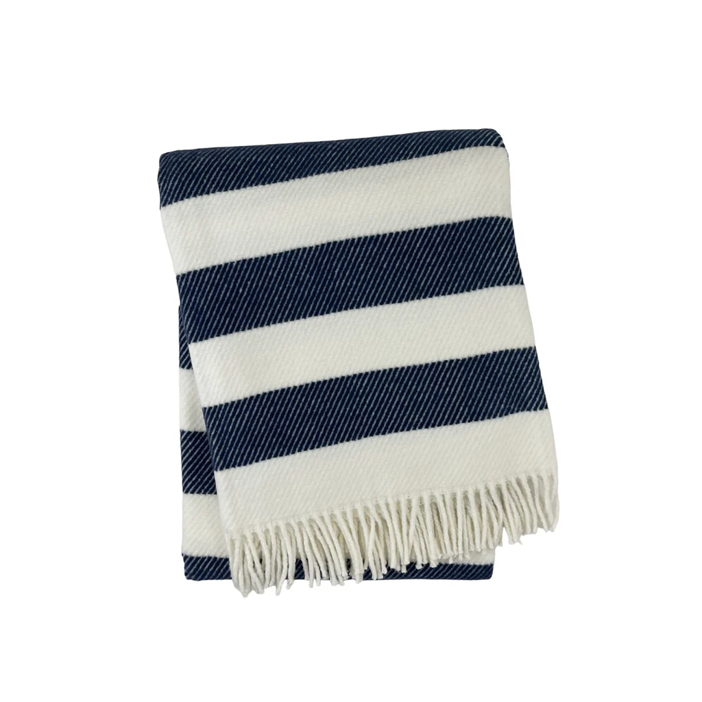 Candy Strip Throw/ Cream Navy 29910 Dots