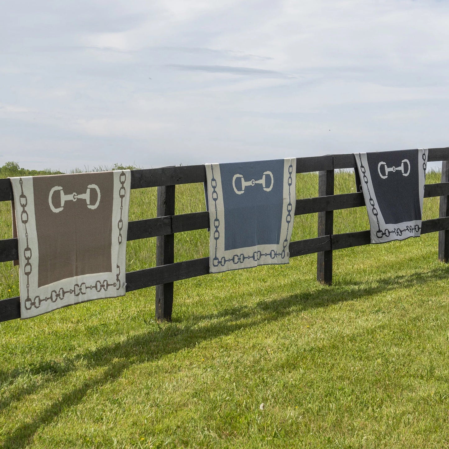 Snaffle Bit Border Throw - Hemp/Milk