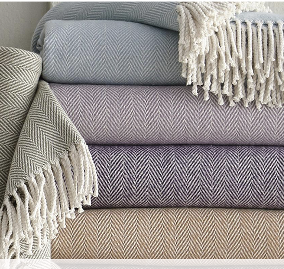 Celine Throw - White/Slate Blue
