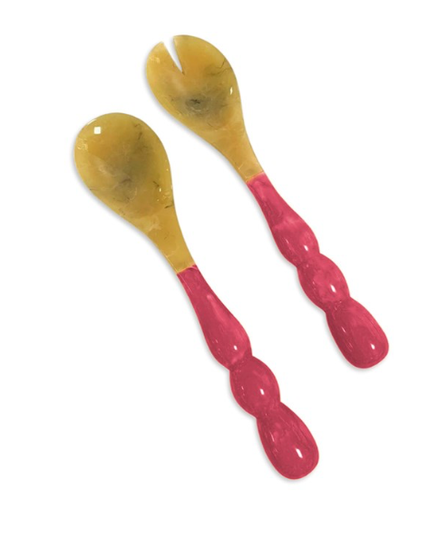 Resin Rio Bubble Salad Servers - Pink
