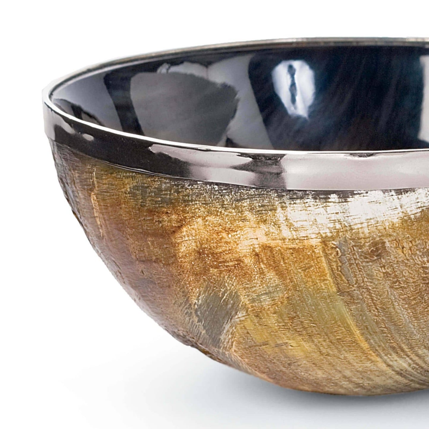 Polished Horn and Brass Bowl